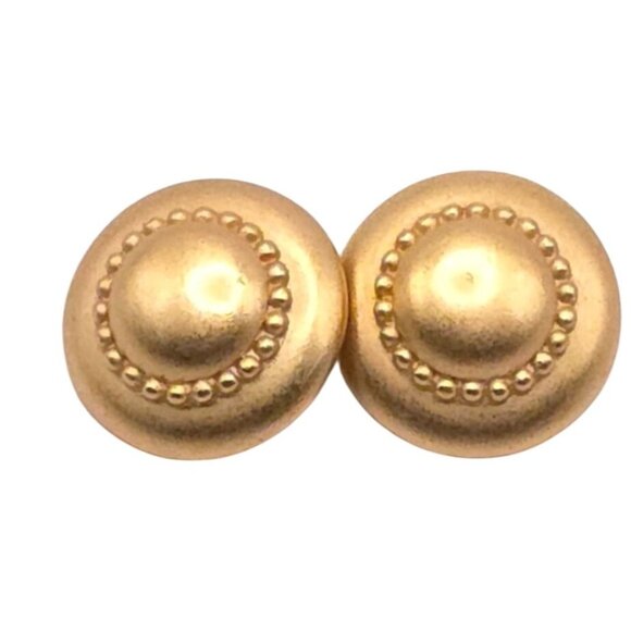 Monet Jewelry - Vintage Monet Gold-Tone Clip-On Earrings With Textured Dome Design